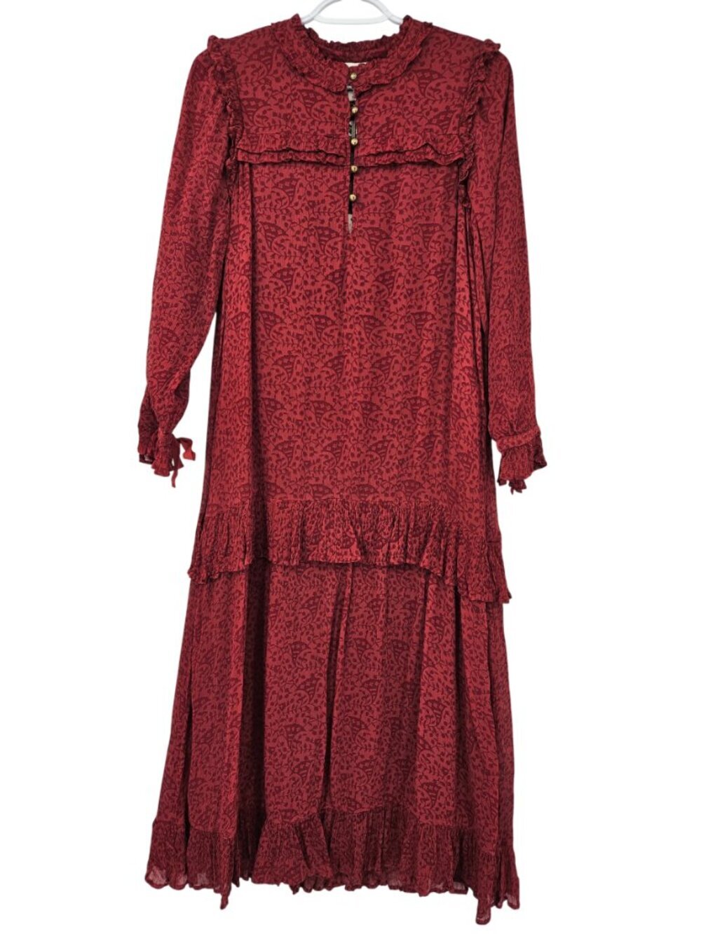 Cleobella Iris Midi Dress Red Women's Size XS NEW Tiered Ruffle Party Evening - Picture 5 of 14